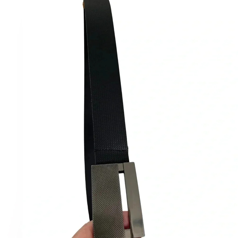 Mexx Black leather Men's Belt with  Rectangular Metal Buckle